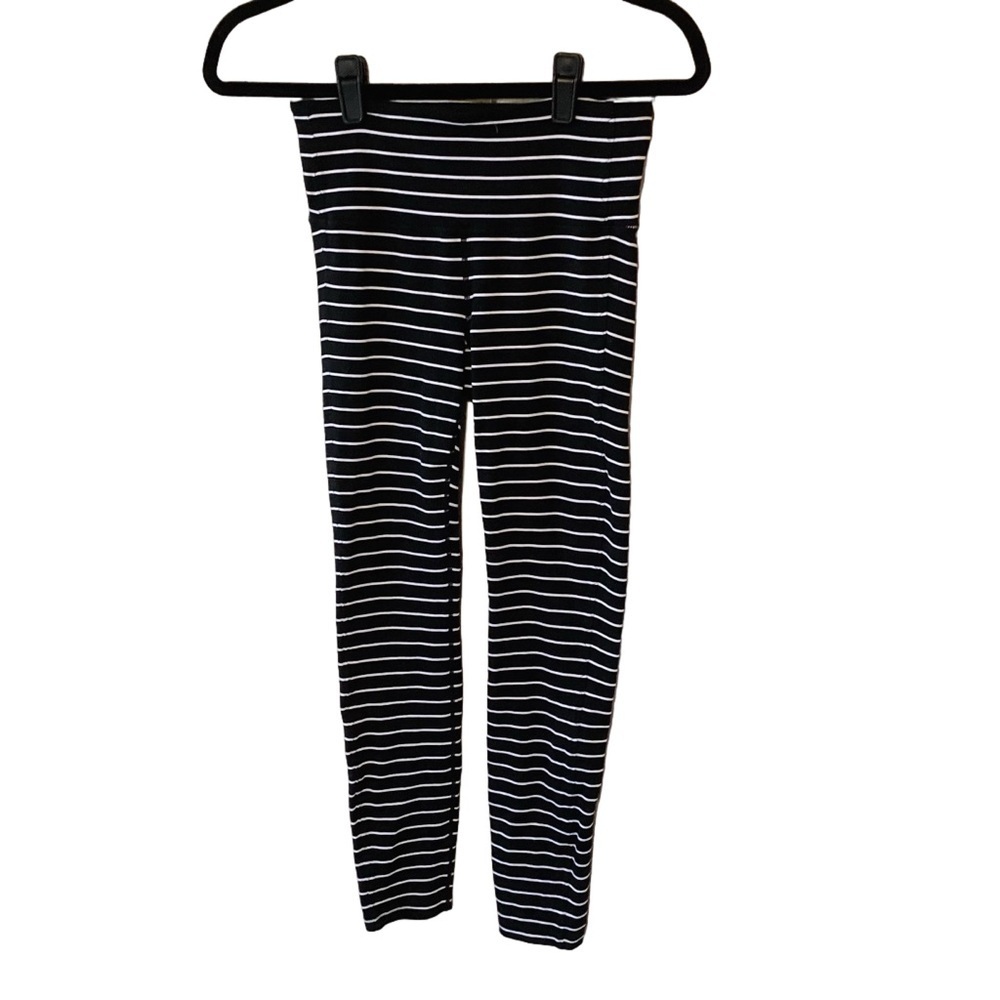 Athleta Black and White Striped Leggings XS Nylon/Spandex